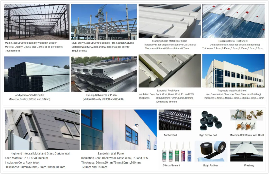 Industry Prefabricated Prefab Fabricated Modular Modern Workshop Warehouse Greenhouse Building Design Galvanized Light Metal Steel Frame Construction Structure